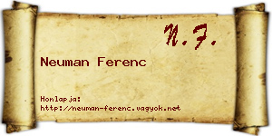 Neuman Ferenc névjegykártya